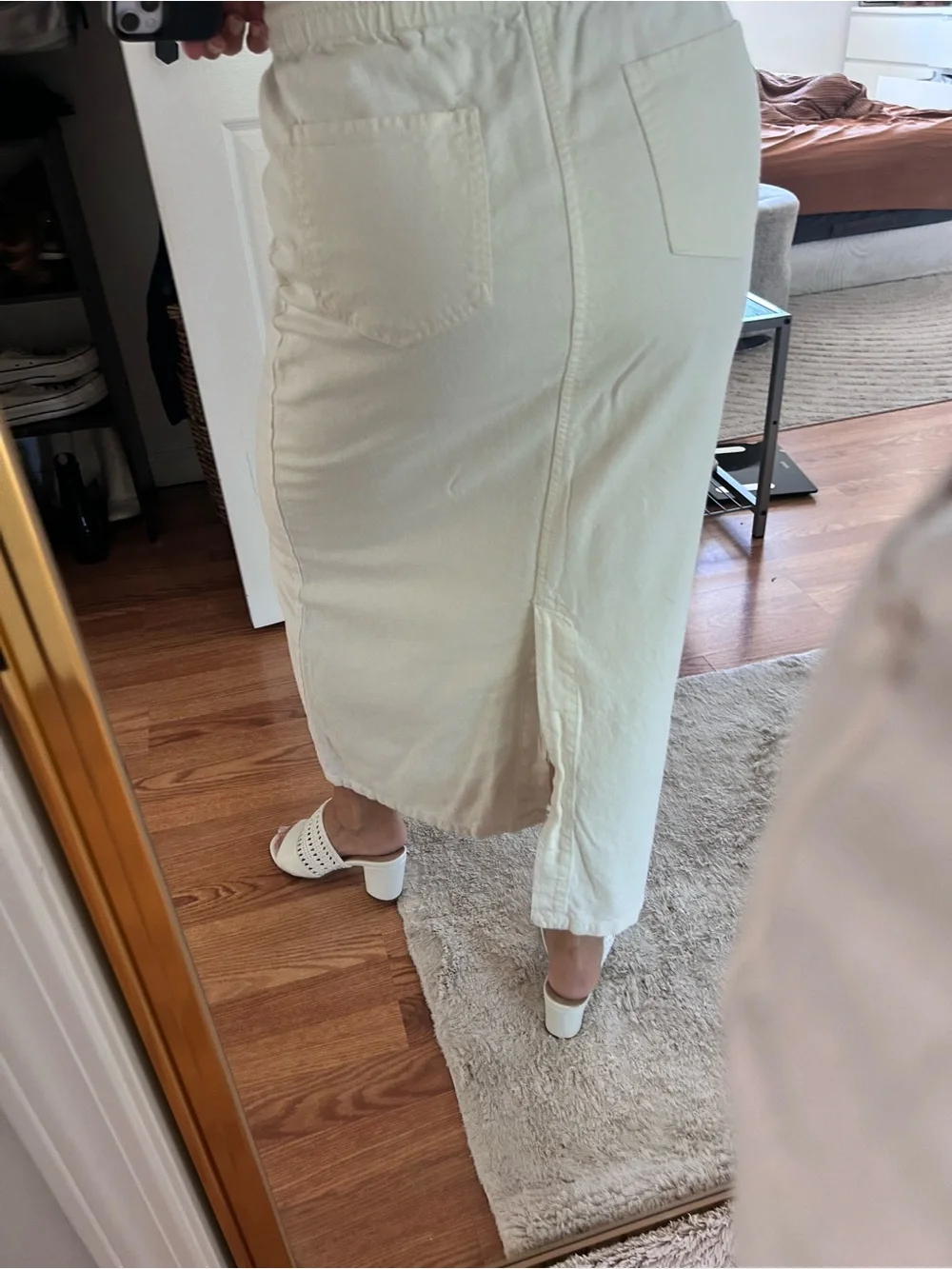 Linen cream Brandy Melville j. galt off White Drawstring Maxi Skirt